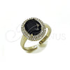 Anillo Multi Piedra 01.424.0001.9 Rodio Laminado, Diseño de Cluster, con Zirconia Cubica Negro y Micro Pave Blanca, Pulido, Rodinado (Talla Unica)