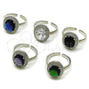 Anillo Multi Piedra 01.424.0001.9 Rodio Laminado, Diseño de Cluster, con Zirconia Cubica Negro y Micro Pave Blanca, Pulido, Rodinado (Talla Unica)