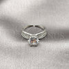 Anillo Multi Piedra 01.424.0019 Rodio Laminado, Diseño de Cluster, con Zirconia Cubica Blanca, Pulido, Rodinado (Talla Unica)