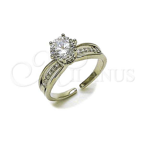 Anillo Multi Piedra 01.424.0019 Rodio Laminado, Diseño de Cluster, con Zirconia Cubica Blanca, Pulido, Rodinado (Talla Unica)