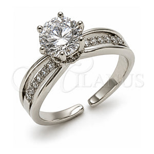 Anillo Multi Piedra 01.424.0019 Oro Laminado Blanco, Diseño de Cluster, con Zirconia Cubica Blanca, Pulido, Rodinado (Talla Unica)