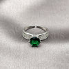 Anillo Multi Piedra 01.424.0019.1 Rodio Laminado, Diseño de Cluster, con Zirconia Cubica Verde y Blanca, Pulido, Rodinado (Talla Unica)