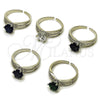 Anillo Multi Piedra 01.424.0019.1 Rodio Laminado, Diseño de Cluster, con Zirconia Cubica Verde y Blanca, Pulido, Rodinado (Talla Unica)