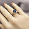 Anillo Multi Piedra 01.424.0019.2 Rodio Laminado, Diseño de Cluster, con Zirconia Cubica Zafiro Azul y Micro Pave Blanca, Pulido, Rodinado (Talla Unica)
