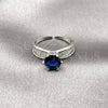 Anillo Multi Piedra 01.424.0019.2 Rodio Laminado, Diseño de Cluster, con Zirconia Cubica Zafiro Azul y Micro Pave Blanca, Pulido, Rodinado (Talla Unica)