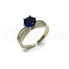 Anillo Multi Piedra 01.424.0019.2 Rodio Laminado, Diseño de Cluster, con Zirconia Cubica Zafiro Azul y Micro Pave Blanca, Pulido, Rodinado (Talla Unica)