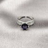 Anillo Multi Piedra 01.424.0019.3 Rodio Laminado, Diseño de Cluster, con Zirconia Cubica Amatista y Blanca, Pulido, Rodinado (Talla Unica)