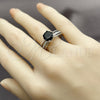 Anillo Multi Piedra 01.424.0019.4 Rodio Laminado, Diseño de Cluster, con Zirconia Cubica Negro y Blanca, Pulido, Rodinado (Talla Unica)