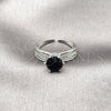 Anillo Multi Piedra 01.424.0019.4 Rodio Laminado, Diseño de Cluster, con Zirconia Cubica Negro y Blanca, Pulido, Rodinado (Talla Unica)