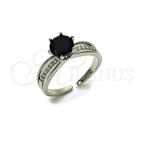 Anillo Multi Piedra 01.424.0019.4 Rodio Laminado, Diseño de Cluster, con Zirconia Cubica Negro y Blanca, Pulido, Rodinado (Talla Unica)