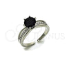 Anillo Multi Piedra 01.424.0019.4 Rodio Laminado, Diseño de Cluster, con Zirconia Cubica Negro y Blanca, Pulido, Rodinado (Talla Unica)