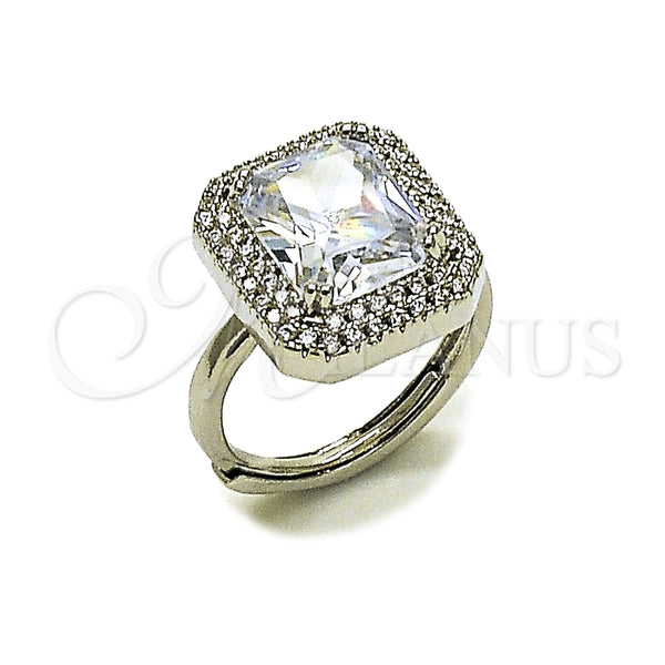 Anillo Multi Piedra 01.424.0020 Rodio Laminado, Diseño de Cluster, con Zirconia Cubica Blanca, Pulido, Rodinado (Talla Unica)