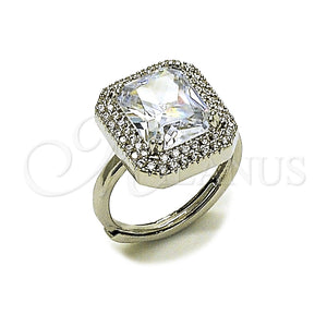 Anillo Multi Piedra 01.424.0020 Rodio Laminado, Diseño de Cluster, con Zirconia Cubica Blanca, Pulido, Rodinado (Talla Unica)