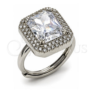 Anillo Multi Piedra 01.424.0020 Oro Laminado Blanco, Diseño de Cluster, con Zirconia Cubica Blanca, Pulido, Rodinado (Talla Unica)