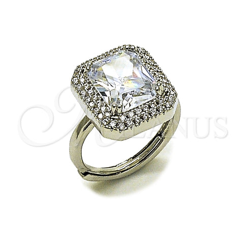 Anillo Multi Piedra 01.424.0020 Rodio Laminado, Diseño de Cluster, con Zirconia Cubica Blanca, Pulido, Rodinado (Talla Unica)