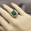 Anillo Multi Piedra 01.424.0020.1 Rodio Laminado, Diseño de Cluster, con Zirconia Cubica Verde y Blanca, Pulido, Rodinado (Talla Unica)