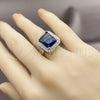 Anillo Multi Piedra 01.424.0020.2 Rodio Laminado, Diseño de Cluster, con Zirconia Cubica Zafiro Azul y Blanca, Pulido, Rodinado (Talla Unica)