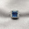 Anillo Multi Piedra 01.424.0020.2 Rodio Laminado, Diseño de Cluster, con Zirconia Cubica Zafiro Azul y Blanca, Pulido, Rodinado (Talla Unica)