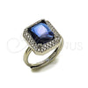 Anillo Multi Piedra 01.424.0020.2 Rodio Laminado, Diseño de Cluster, con Zirconia Cubica Zafiro Azul y Blanca, Pulido, Rodinado (Talla Unica)