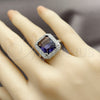 Anillo Multi Piedra 01.424.0020.3 Rodio Laminado, Diseño de Cluster, con Zirconia Cubica Amatista y Blanca, Pulido, Rodinado (Talla Unica)