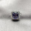 Anillo Multi Piedra 01.424.0020.3 Rodio Laminado, Diseño de Cluster, con Zirconia Cubica Amatista y Blanca, Pulido, Rodinado (Talla Unica)
