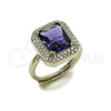 Anillo Multi Piedra 01.424.0020.3 Rodio Laminado, Diseño de Cluster, con Zirconia Cubica Amatista y Blanca, Pulido, Rodinado (Talla Unica)