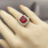Anillo Multi Piedra 01.424.0020.4 Rodio Laminado, Diseño de Cluster, con Zirconia Cubica Granate y Blanca, Pulido, Rodinado (Talla Unica)