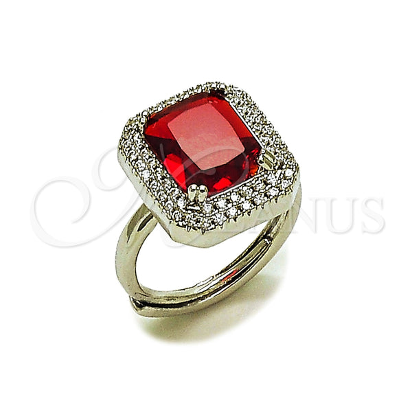 Anillo Multi Piedra 01.424.0020.4 Rodio Laminado, Diseño de Cluster, con Zirconia Cubica Granate y Blanca, Pulido, Rodinado (Talla Unica)