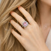 Anillo Multi Piedra 01.424.0020.5 Rodio Laminado, Diseño de Cluster, con Zirconia Cubica Rosado y Blanca, Pulido, Rodinado (Talla Unica)