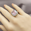 Anillo Multi Piedra 01.424.0020.5 Rodio Laminado, Diseño de Cluster, con Zirconia Cubica Rosado y Blanca, Pulido, Rodinado (Talla Unica)