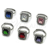Anillo Multi Piedra 01.424.0020.5 Rodio Laminado, Diseño de Cluster, con Zirconia Cubica Rosado y Blanca, Pulido, Rodinado (Talla Unica)