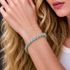 Pulsera Tennis 03.424.0008.07 Oro Laminado, Diseño de Gota, con Zirconia Cubica Turquoise, Pulido, Tono Dorado (Grosor 05 MM, 8 Pulgadas de Largo)