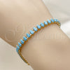 Pulsera Tennis 03.424.0008.07 Oro Laminado, Diseño de Gota, con Zirconia Cubica Turquoise, Pulido, Tono Dorado (Grosor 05 MM, 8 Pulgadas de Largo)