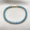 Pulsera Tennis 03.424.0008.07 Oro Laminado, Diseño de Gota, con Zirconia Cubica Turquoise, Pulido, Tono Dorado (Grosor 05 MM, 8 Pulgadas de Largo)