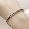 Pulsera Tennis 03.424.0008.1.07 Oro Laminado, Diseño de Gota, con Zirconia Cubica Negro, Pulido, Tono Dorado (Grosor 05 MM, 8 Pulgadas de Largo)
