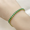 Pulsera Tennis 03.424.0008.2.07 Oro Laminado, Diseño de Gota, con Zirconia Cubica Verde, Pulido, Tono Dorado (Grosor 05 MM, 8 Pulgadas de Largo)