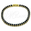 Pulsera Tennis 03.424.0008.3.07 Oro Laminado, Diseño de Gota, con Zirconia Cubica Zafiro Azul, Pulido, Tono Dorado (Grosor 05 MM, 8 Pulgadas de Largo)