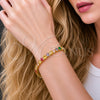 Pulsera Tennis 03.424.0008.4.07 Oro Laminado, Diseño de Gota, con Zirconia Cubica Multicolor, Pulido, Tono Dorado (Grosor 05 MM, 8 Pulgadas de Largo)