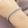 Pulsera Tennis 03.424.0008.5.07 Rodio Laminado, Diseño de Gota, con Zirconia Cubica Turquoise, Pulido, Rodinado (Grosor 05 MM, 8 Pulgadas de Largo)
