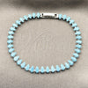 Pulsera Tennis 03.424.0008.5.07 Rodio Laminado, Diseño de Gota, con Zirconia Cubica Turquoise, Pulido, Rodinado (Grosor 05 MM, 8 Pulgadas de Largo)