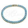 Pulsera Tennis 03.424.0008.5.07 Rodio Laminado, Diseño de Gota, con Zirconia Cubica Turquoise, Pulido, Rodinado (Grosor 05 MM, 8 Pulgadas de Largo)