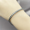 Pulsera Tennis 03.424.0008.6.07 Rodio Laminado, Diseño de Gota, con Zirconia Cubica Negro, Pulido, Rodinado (Grosor 05 MM, 8 Pulgadas de Largo)