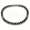 Pulsera Tennis 03.424.0008.6.07 Rodio Laminado, Diseño de Gota, con Zirconia Cubica Negro, Pulido, Rodinado (Grosor 05 MM, 8 Pulgadas de Largo)