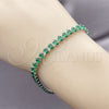Pulsera Tennis 03.424.0008.7.07 Rodio Laminado, Diseño de Gota, con Zirconia Cubica Verde, Pulido, Rodinado (Grosor 05 MM, 8 Pulgadas de Largo)