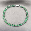 Pulsera Tennis 03.424.0008.7.07 Rodio Laminado, Diseño de Gota, con Zirconia Cubica Verde, Pulido, Rodinado (Grosor 05 MM, 8 Pulgadas de Largo)