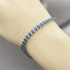 Pulsera Tennis 03.424.0008.8.07 Rodio Laminado, Diseño de Gota, con Zirconia Cubica Zafiro Azul, Pulido, Rodinado (Grosor 05 MM, 8 Pulgadas de Largo)