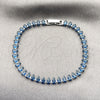 Pulsera Tennis 03.424.0008.8.07 Rodio Laminado, Diseño de Gota, con Zirconia Cubica Zafiro Azul, Pulido, Rodinado (Grosor 05 MM, 8 Pulgadas de Largo)