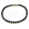 Pulsera Tennis 03.424.0008.8.07 Rodio Laminado, Diseño de Gota, con Zirconia Cubica Zafiro Azul, Pulido, Rodinado (Grosor 05 MM, 8 Pulgadas de Largo)