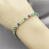 Pulsera Tennis 03.424.0008.9.07 Rodio Laminado, Diseño de Gota, con Zirconia Cubica Multicolor, Pulido, Rodinado (Grosor 05 MM, 8 Pulgadas de Largo)