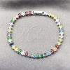 Pulsera Tennis 03.424.0008.9.07 Rodio Laminado, Diseño de Gota, con Zirconia Cubica Multicolor, Pulido, Rodinado (Grosor 05 MM, 8 Pulgadas de Largo)